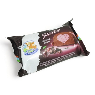 Мороженое Коровка из Кореновки пломбир двухслойный  Шоколад-Вишня 200г Кореновск